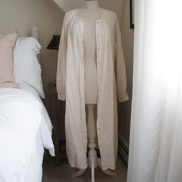 Aritzia Black Wilfred Free Cream White Maxi Sail Dress Size Medium - Picture 13 of 14